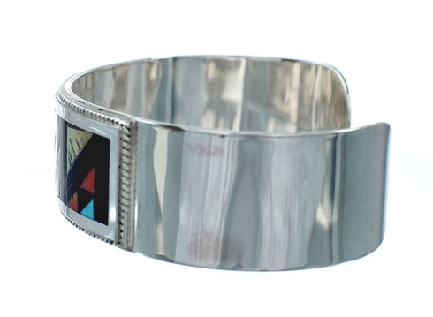 Genuine Sterling Silver Multicolor Navajo Cuff Bracelet NN20145