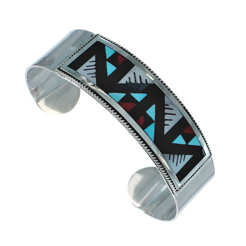 Genuine Sterling Silver Multicolor Navajo Cuff Bracelet NN20144