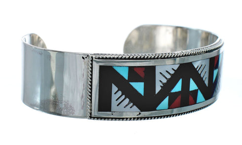 Genuine Sterling Silver Multicolor Navajo Cuff Bracelet NN20144