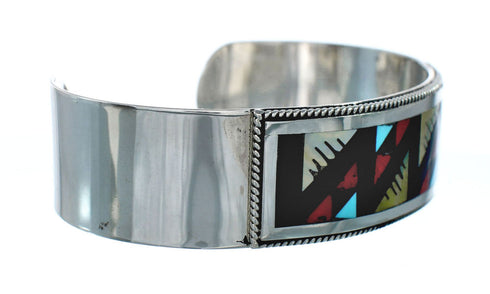 Genuine Sterling Silver Multicolor Navajo Cuff Bracelet NN20142