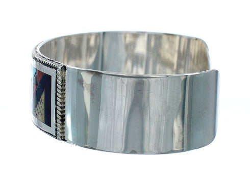 Genuine Sterling Silver Multicolor Navajo Cuff Bracelet NN20142
