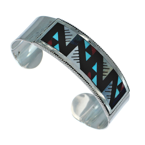 Genuine Sterling Silver Multicolor Navajo Cuff Bracelet NN20146