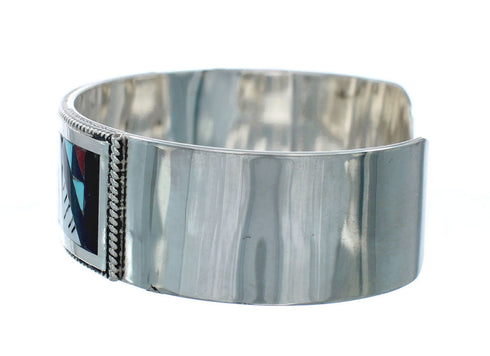 Genuine Sterling Silver Multicolor Navajo Cuff Bracelet NN20146