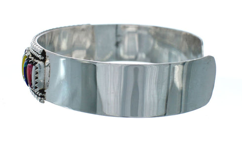 Sterling Silver Multicolor Needlepoint Navajo Cuff Bracelet NN20123
