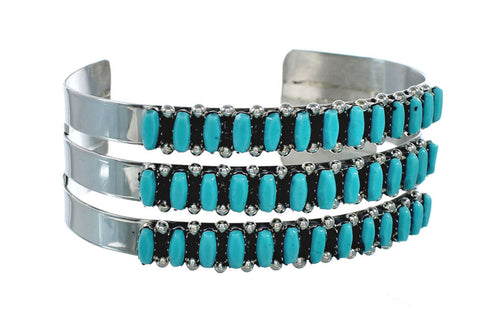 Zuni Turquoise Needlepoint Genuine Sterling Silver Cuff Bracelet NN20170