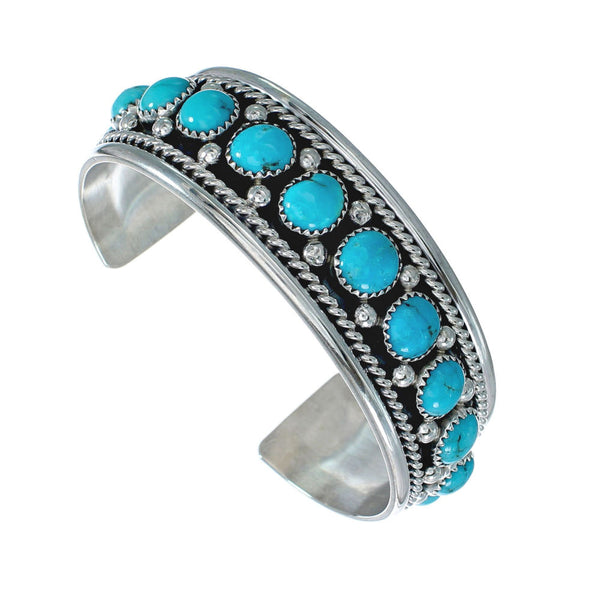 Turquoise Native American Authentic Sterling Silver Cuff Bracelet NN20190