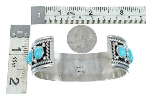Turquoise Native American Authentic Sterling Silver Cuff Bracelet NN20190