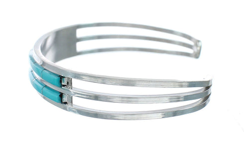Turquoise Inlay Sterling Silver Zuni Cuff Bracelet NN20182