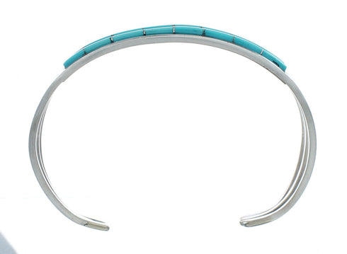 Turquoise Inlay Sterling Silver Zuni Cuff Bracelet NN20182