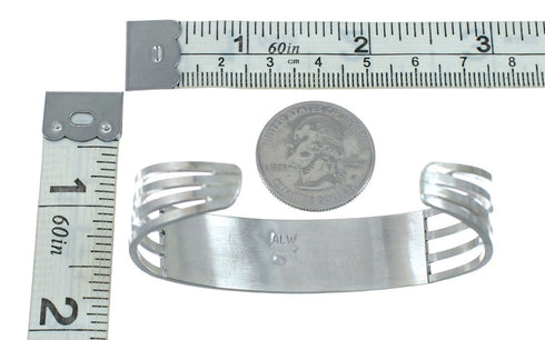 Turquoise Inlay Authentic Sterling Silver Zuni Cuff Bracelet NN20184