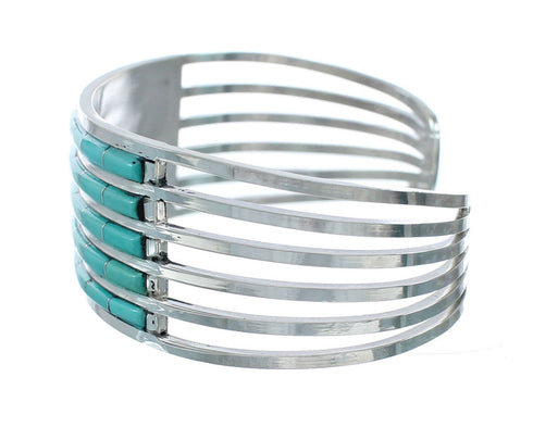 Turquoise Inlay Sterling Silver Zuni Cuff Bracelet NN20183