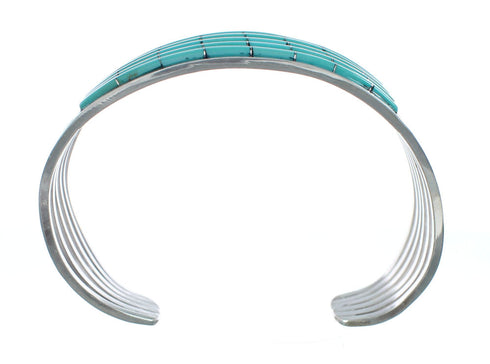 Turquoise Inlay Sterling Silver Zuni Cuff Bracelet NN20183