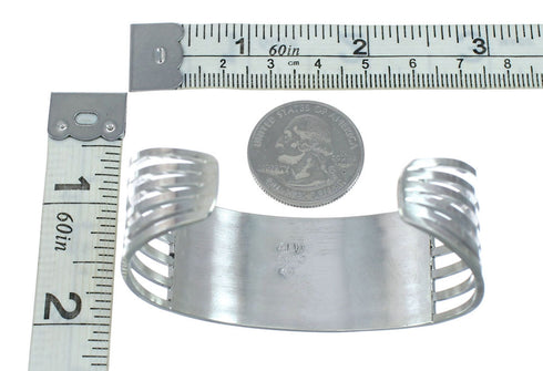 Turquoise Inlay Sterling Silver Zuni Cuff Bracelet NN20183