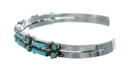 Turquoise Needlepoint Sterling Silver Zuni Cuff Bracelet NN20187