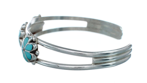 Sterling Silver Turquoise Flower Zuni Cuff Bracelet NN20189