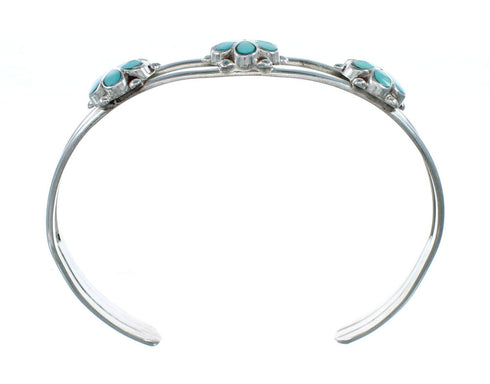 Sterling Silver Turquoise Flower Zuni Cuff Bracelet NN20189
