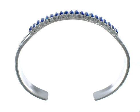Blue Opal Inlay Sterling Silver Zuni Indian Cuff Bracelet NN20181