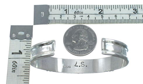 Blue Opal Inlay Sterling Silver Zuni Indian Cuff Bracelet NN20181