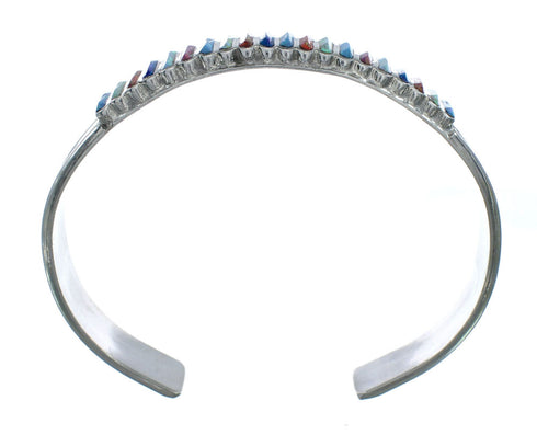 Zuni Genuine Sterling Silver Multicolor Opal Inlay Bracelet NN20179