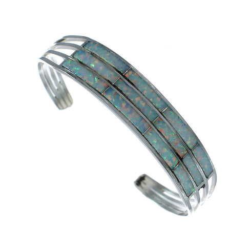 Zuni Genuine Sterling Silver Opal Cuff Bracelet Jewelry NN20191