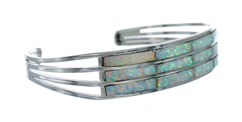 Zuni Genuine Sterling Silver Opal Cuff Bracelet Jewelry NN20191
