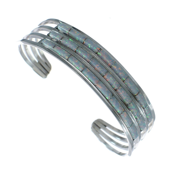 Zuni Genuine Sterling Silver Opal Cuff Bracelet Jewelry NN20180