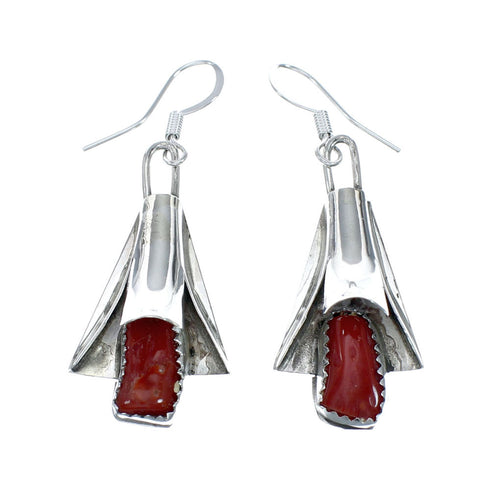 Navajo Coral Sterling Silver Squash Blossom Necklace Set NN20162