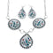 Navajo Multicolor Inlay Sterling Silver Blue Jay Link Necklace Earrings Set NN20167