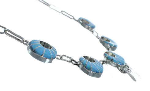 Sterling Silver Zuni Opal Inlay Necklace, Earrings Set – Signed LM NN20169