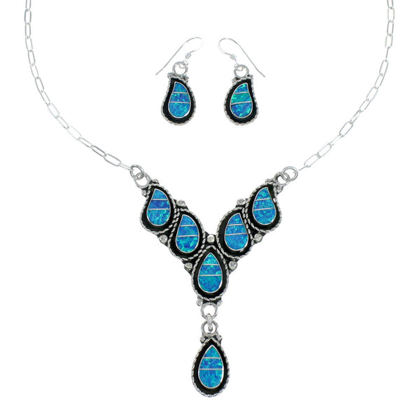 Zuni Opal Authentic Sterling Silver Necklace Set NN20168