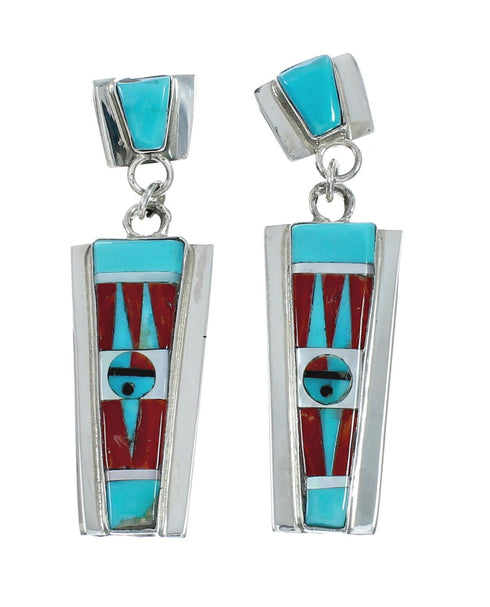 Zuni Indian Multicolor Sterling Silver 2-Strand Bead Necklace And Earrings Set NX11492