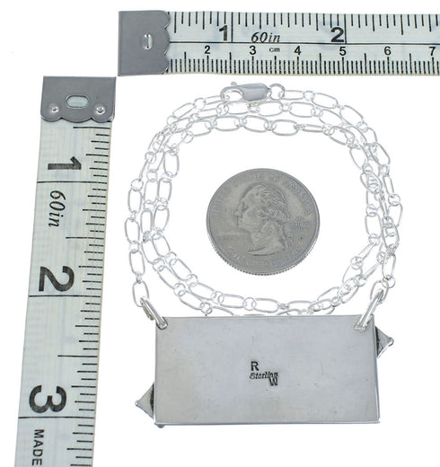 Native American Sterling Silver Story Teller Turquoise Necklace NN20163