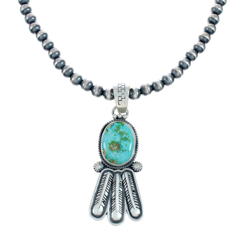 Navajo Turquoise Sterling Silver Old Pawn Bead Necklace NX11485