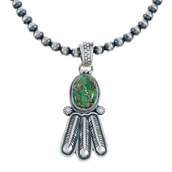 Navajo Turquoise Sterling Silver Old Pawn Bead Necklace NX11488