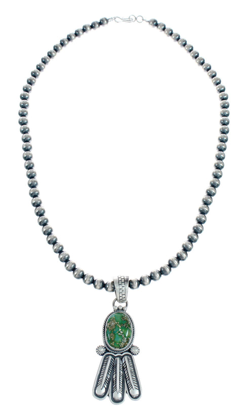 Navajo Turquoise Sterling Silver Old Pawn Bead Necklace NX11488