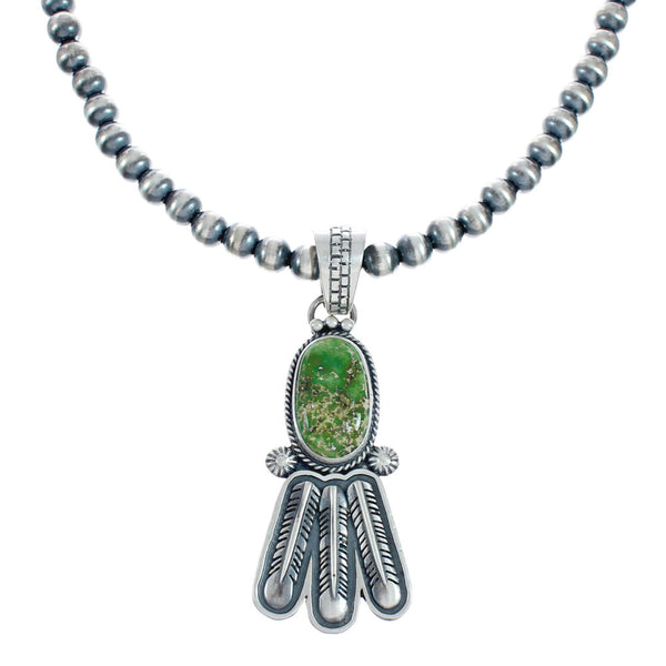 Navajo Turquoise Sterling Silver Old Pawn Bead Necklace NX11490