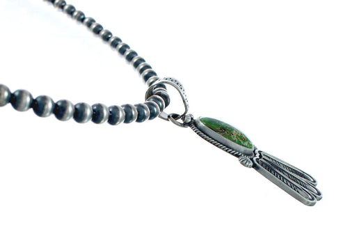 Navajo Turquoise Sterling Silver Old Pawn Bead Necklace NX11490