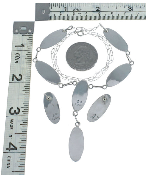 Native American Navajo Blue Opal Sterling Silver Link Necklace Set NX11491