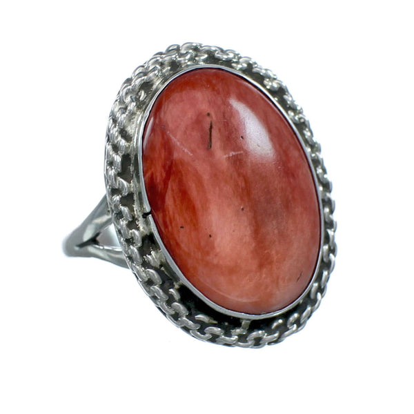 Orange Shell Oyster Navajo Sterling Silver Ring Size 7 NN20192