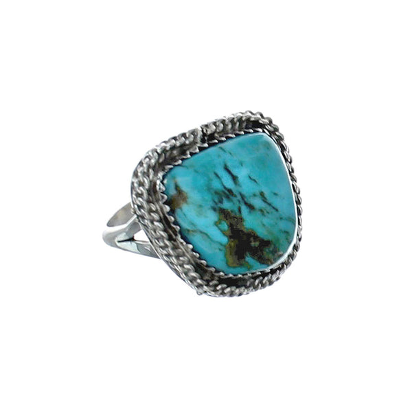 American Indian Genuine Sterling Silver Kingman Turquoise Ring Size 6 NN20219
