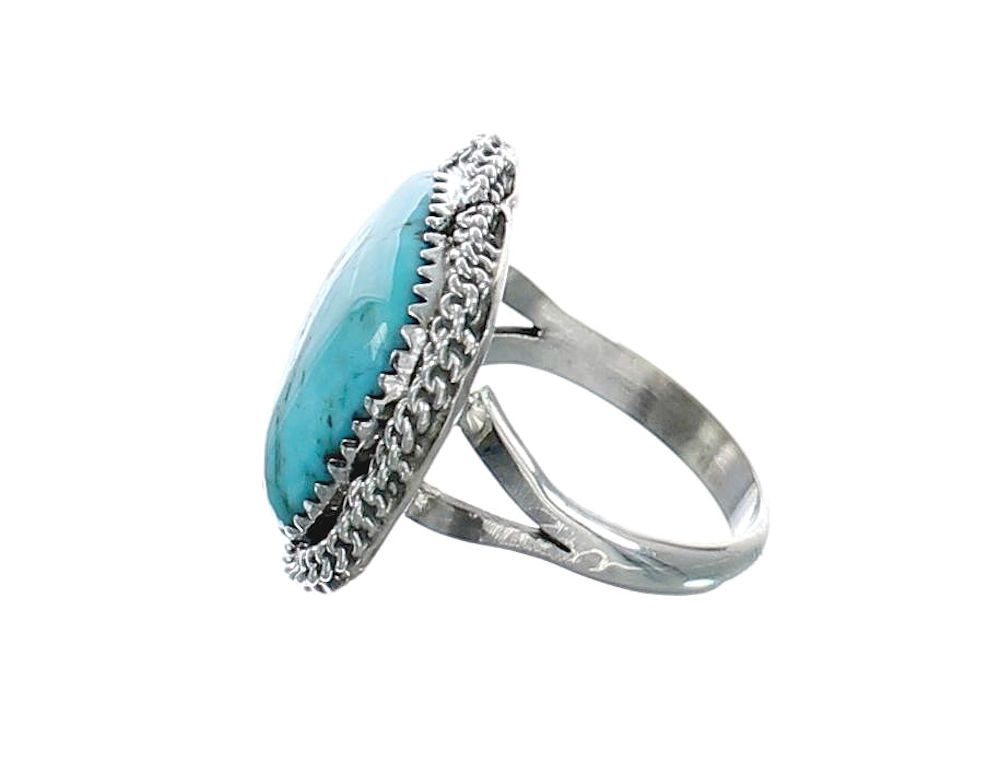 American Indian Genuine Sterling Silver Kingman Turquoise Ring Size 6 ...