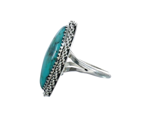 American Indian Genuine Sterling Silver Kingman Turquoise Ring Size 8 NN20222