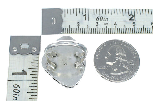 American Indian Genuine Sterling Silver Kingman Turquoise Ring Size 8 NN20222