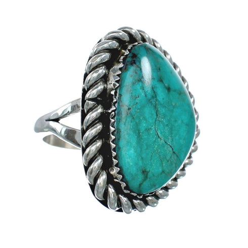 American Indian Genuine Sterling Silver Kingman Turquoise Ring Size 8-1/4 NN20227