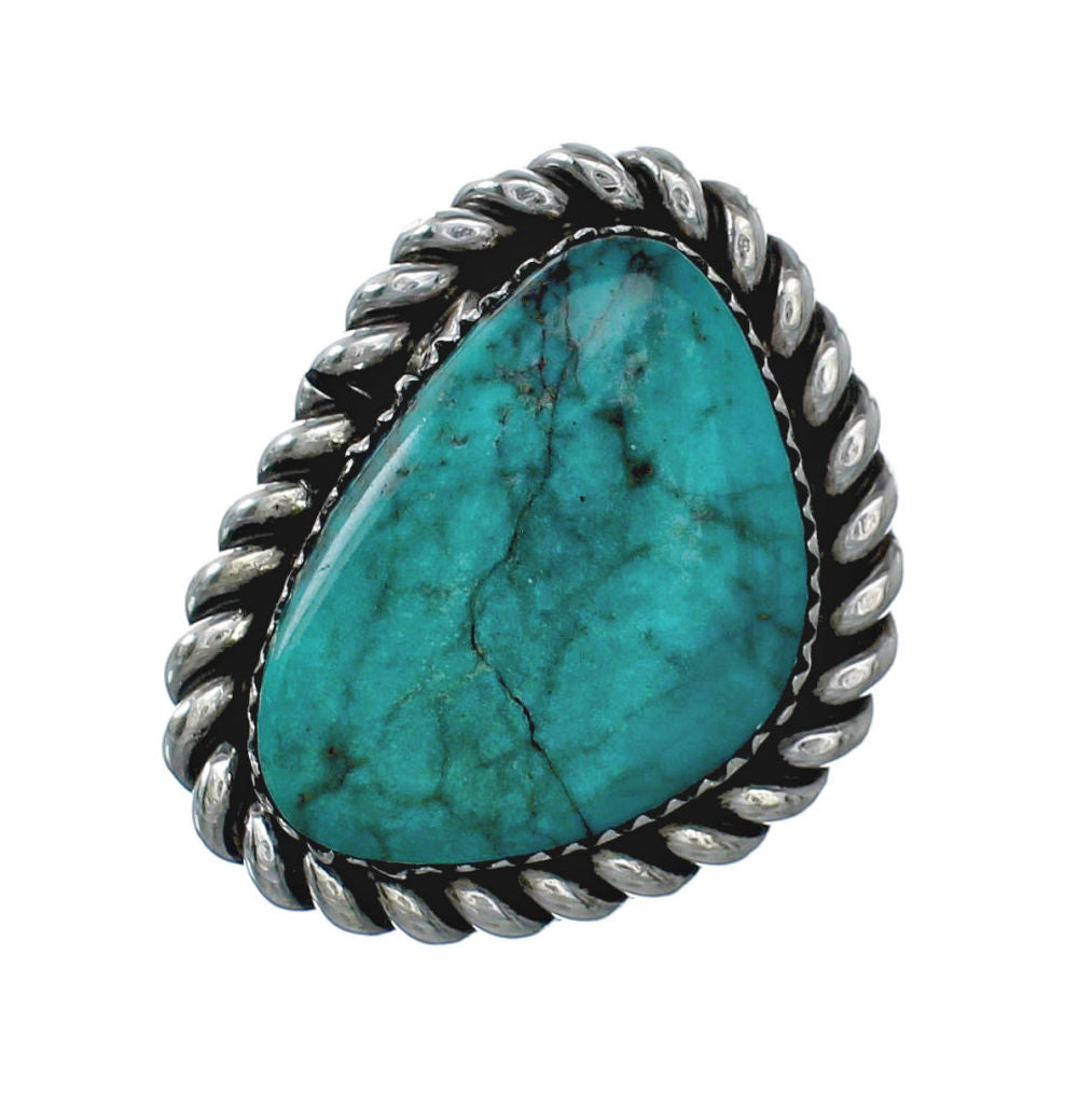 American Indian Genuine Sterling Silver Kingman Turquoise Ring Size 8 ...