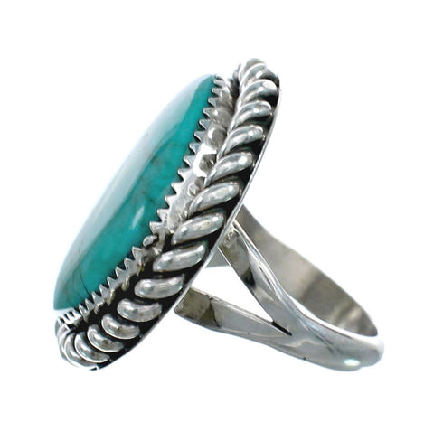 American Indian Genuine Sterling Silver Kingman Turquoise Ring Size 8-1/4 NN20227