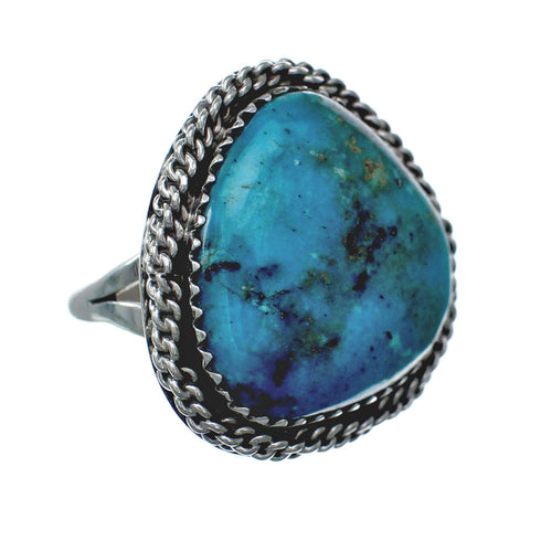 American Indian Genuine Sterling Silver Kingman Turquoise Ring Size 6-3/4 NN20226