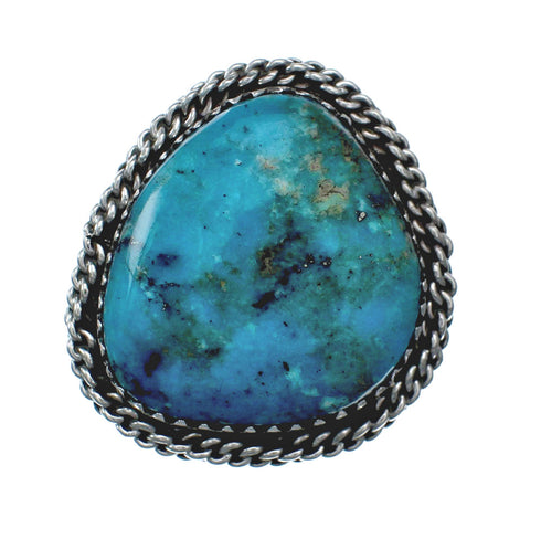 American Indian Genuine Sterling Silver Kingman Turquoise Ring Size 6-3/4 NN20226