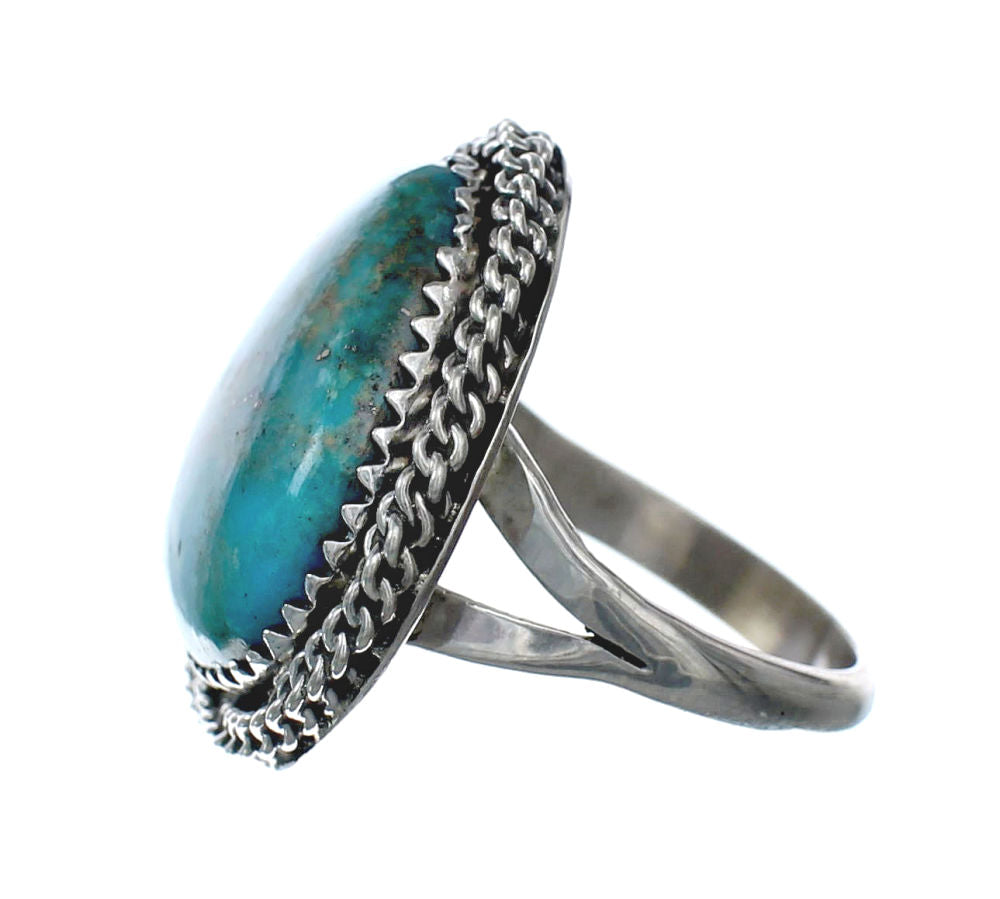 American Indian Genuine Sterling Silver Kingman Turquoise Ring Size 6 ...