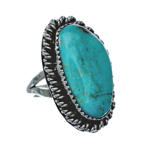 American Indian Genuine Sterling Silver Kingman Turquoise Ring Size 7-3/4 NN20215